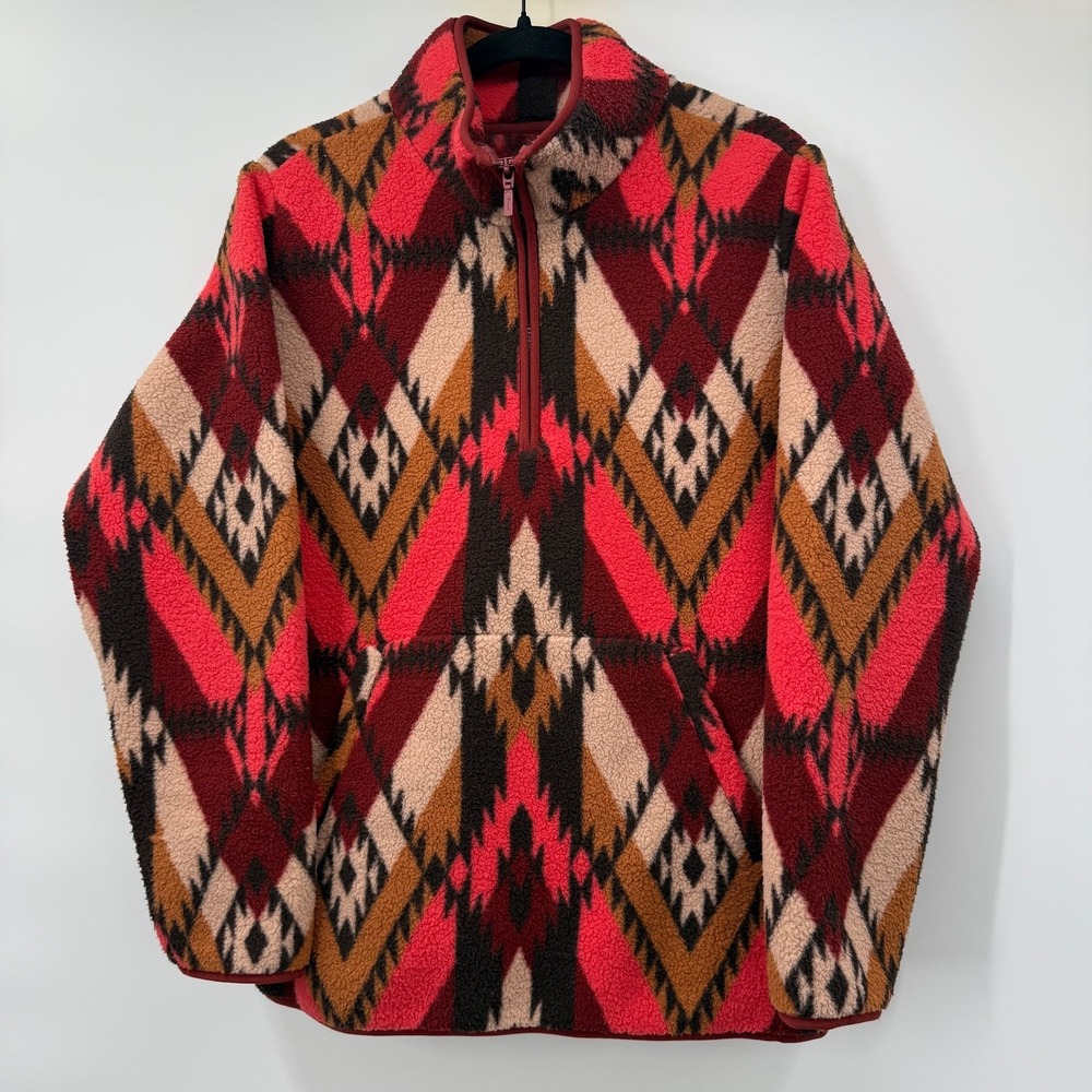 Wrangler Retro Womens Size Medium Quarter Zip Pullover Aztec Long Sleeve